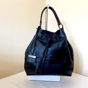Stylish Black Leather Hobo Bag